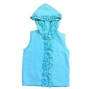 Kelly's Kids Julia Vest Girls 6-7 Knit Ruffle Button Closure Sleeveless Hooded‎